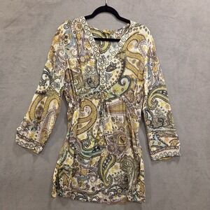 Athleta Sheer Paisley Tunic Dress Swim Coverup Women's Size XL Hippie Boho